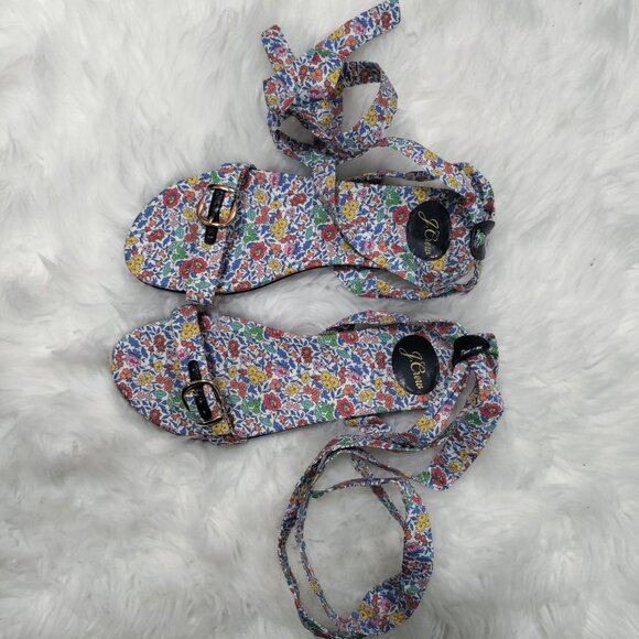 J.Crew Women's Multicolor Floral Print Ankle Strap Strappy Sandals Size 10, NEW - Picture 9 of 9